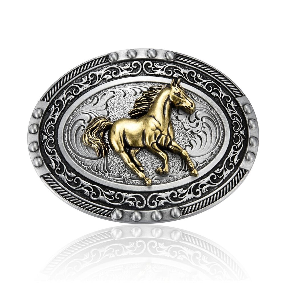 2675 Western Belt Buckle , Horse Rodeo Cowboy Belt Buckle, Oval Belt